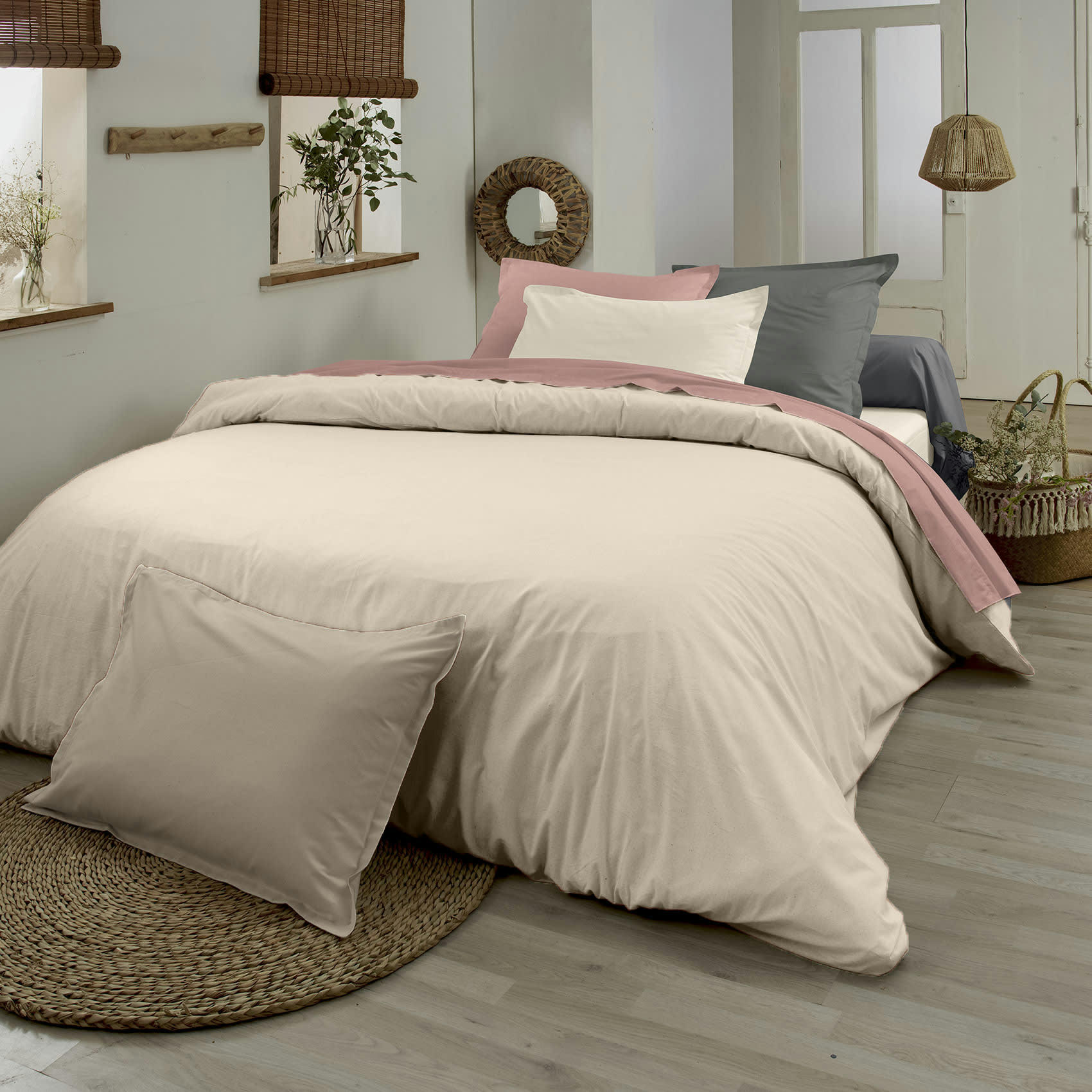 AUTHENTIQUE - Housse de couette en coton biologique sable 200x200 cm