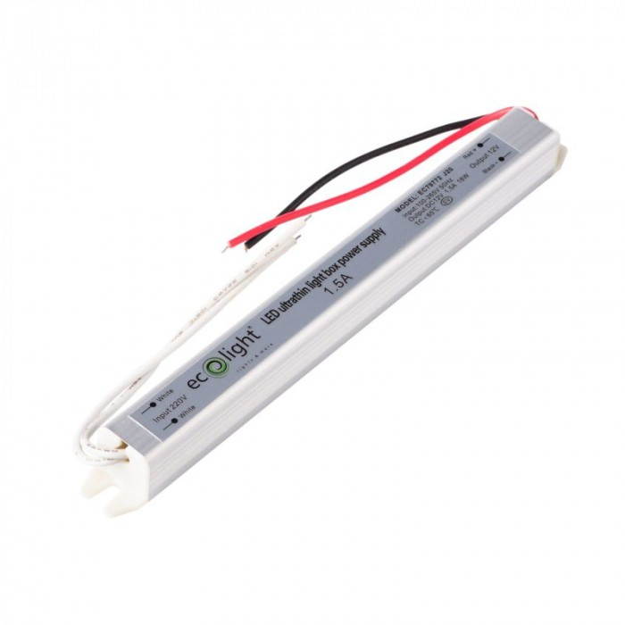 Zasilacz meblowy SLIM 18W 12V 1.5A IP20 170x18x17 Ecolight EC79772