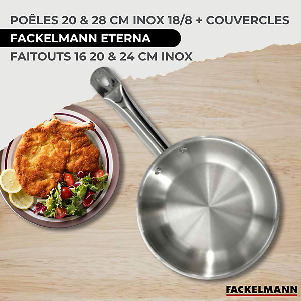Lot 2 Poêles 20/28cm et 3 Faitouts 16/20/24cm Fackelmann Etherna avec 5 ustensiles Ocean