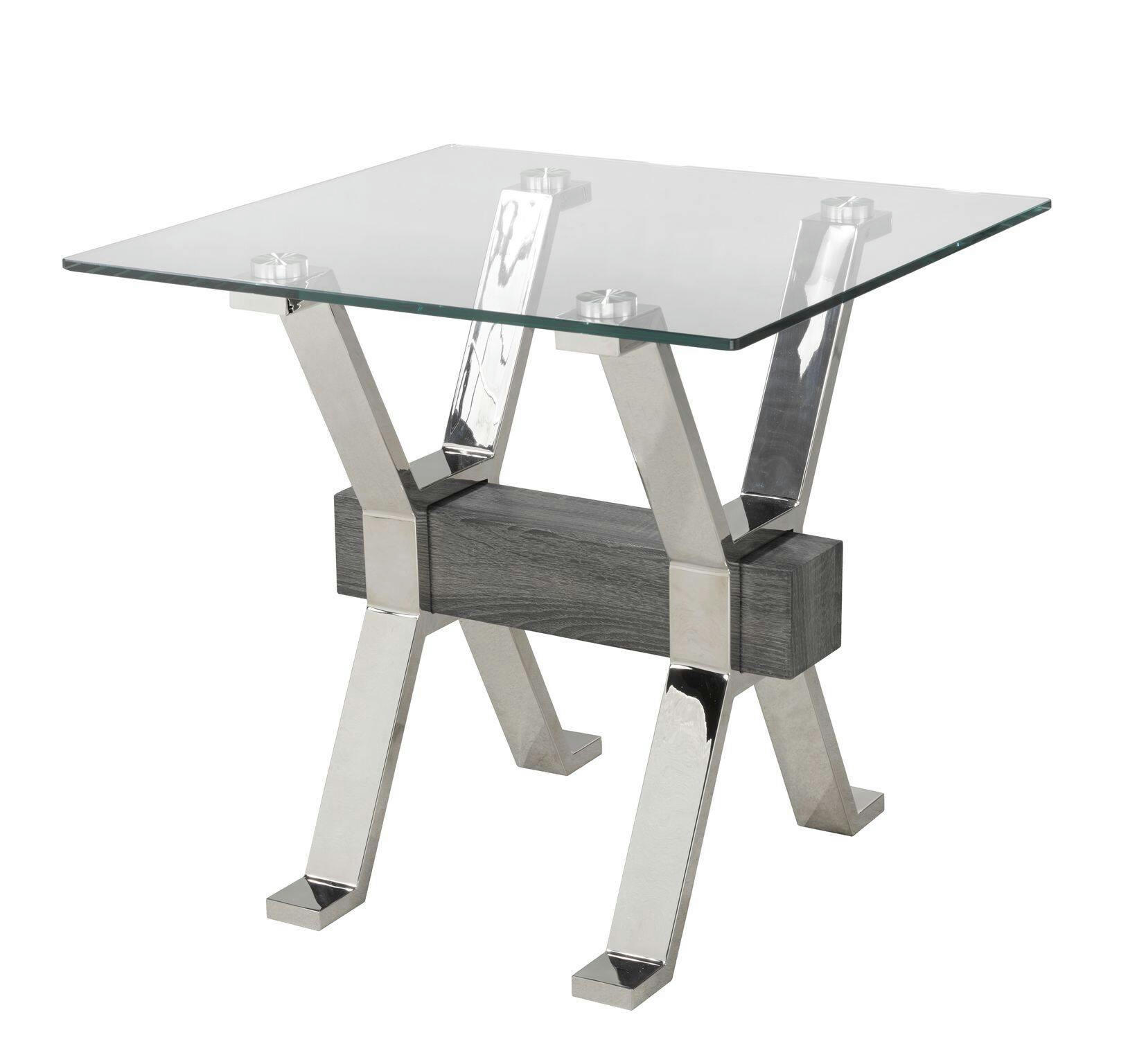 Brassex Ezra End Table, Grey