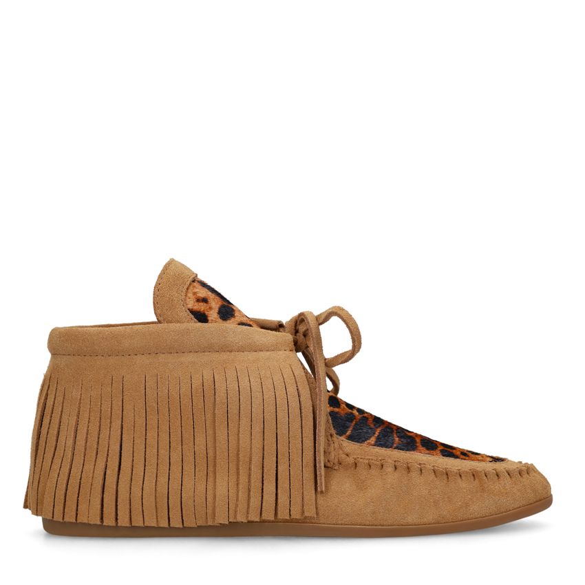 Manfield Cognac suède enkellaarsjes