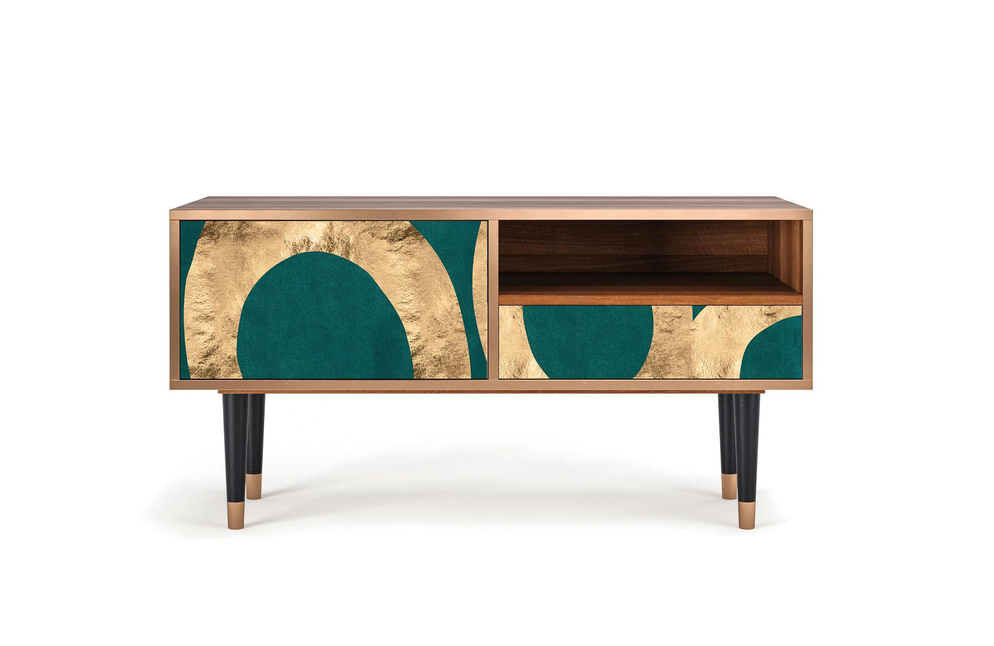 ZIRCON SPHERE - Meuble TV  bleu-vert 1 tiroir et 1 porte L 115 cm