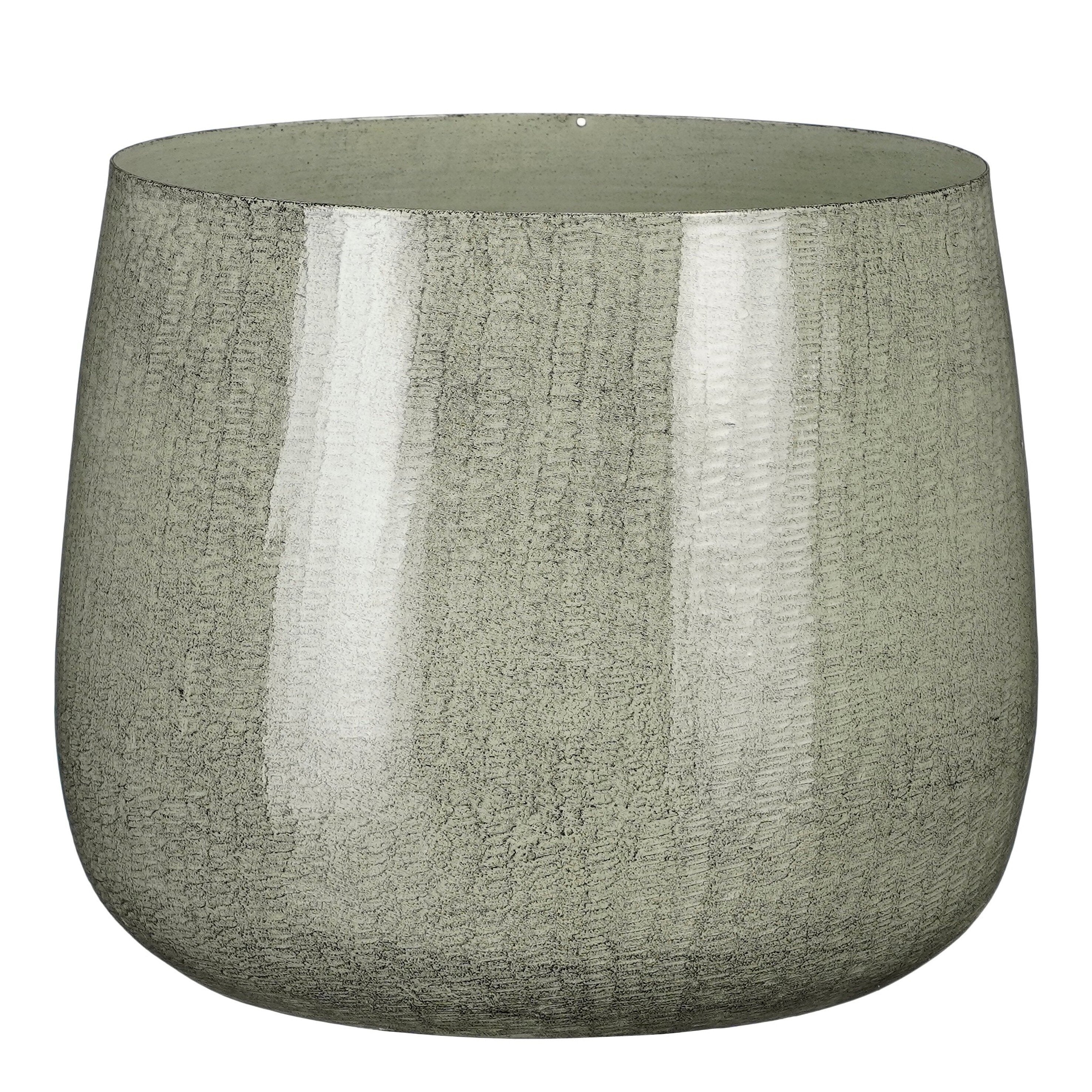 Mica Decorations Benson Bloempot - H22 x Ø24 cm - Metaal - Lichtgrijs