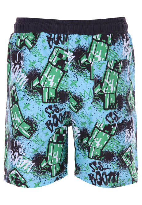 Older Boys Turquoise Minecraft Swim Shorts
