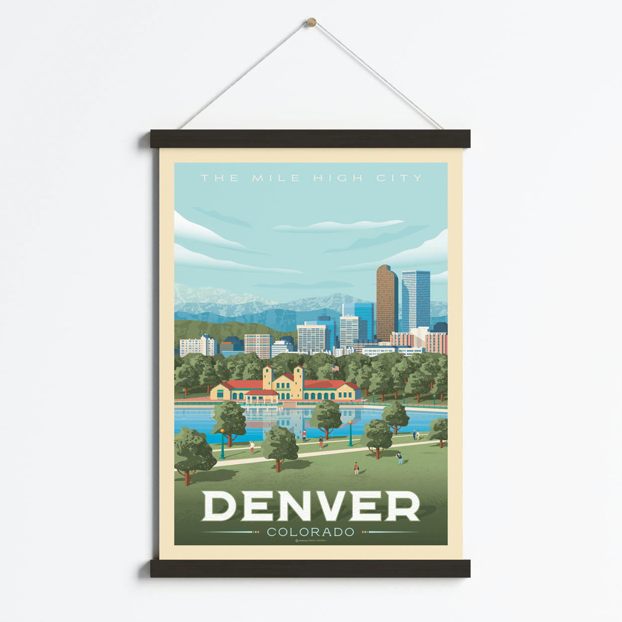 - Affiche Denver Etats-Unis+ Cadre Magnétique (Bois Noir) 50x70 cm