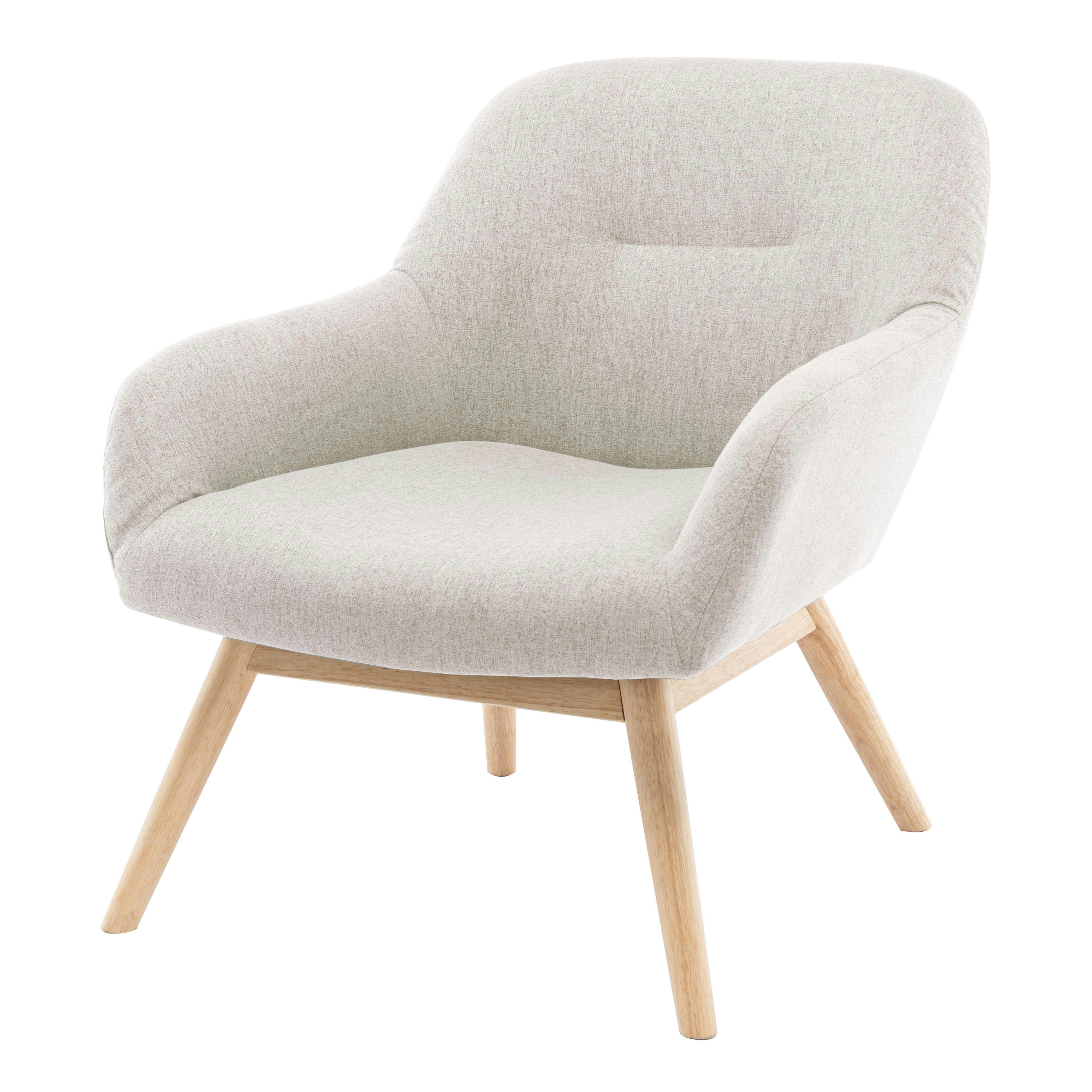 MALMO - Fauteuil lounge en tissu Coloris Lin et bois naturel