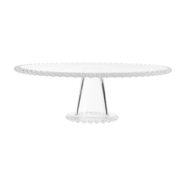 PRATO PARA BOLO COM PÉ 31 CM PÉROLAS