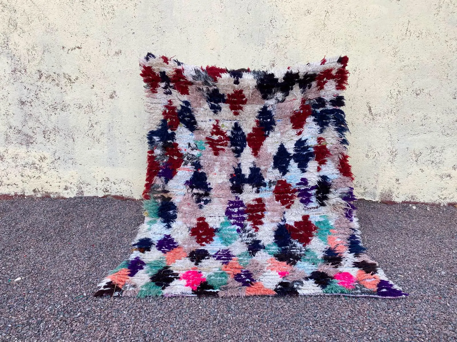 Colorful Berber Rug: Handmade Moroccan Wool, 5.5x3.7 ft
