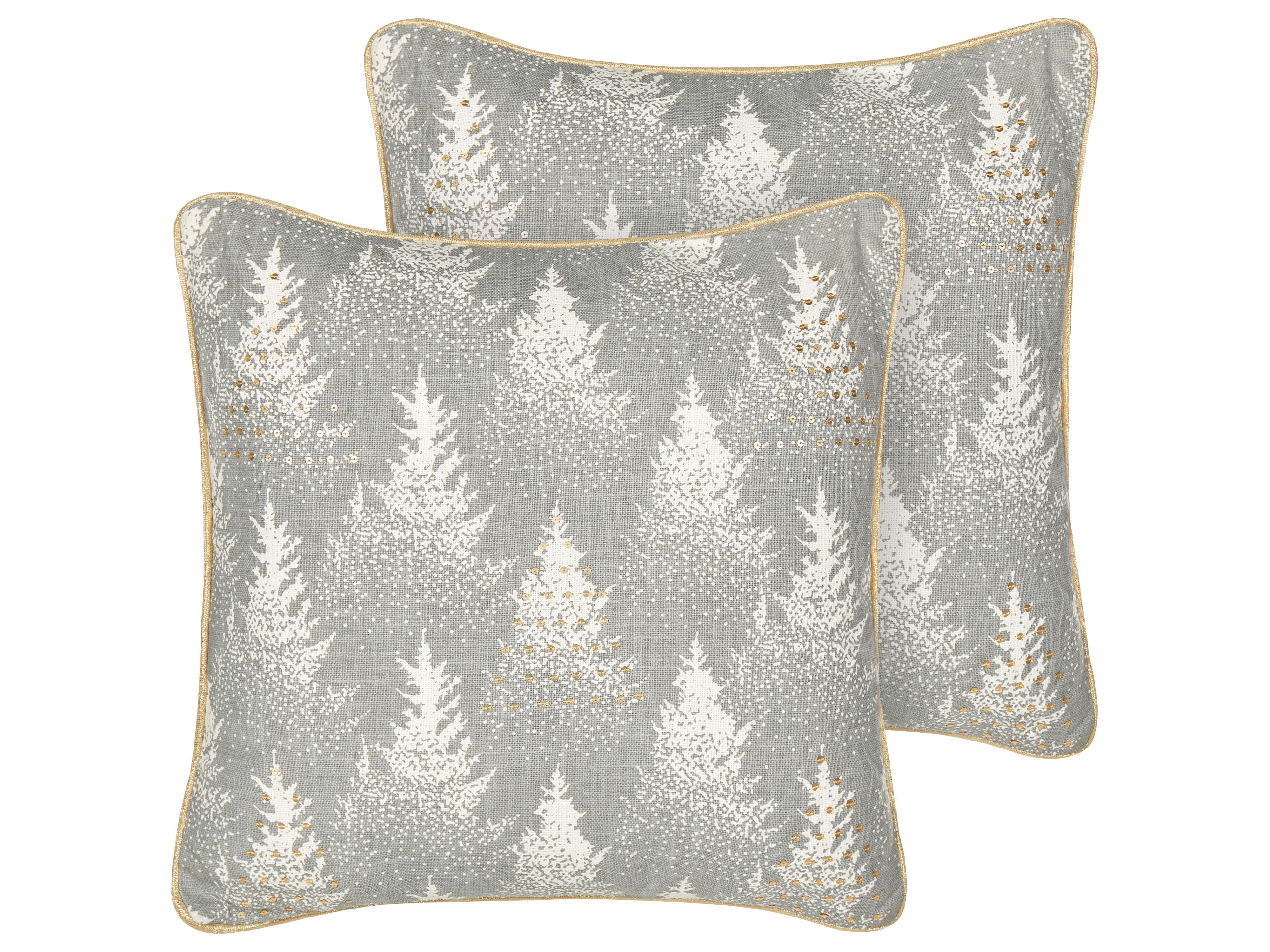 Throw Cushion BILLBERGIA Cotton 45 x 45 cm Grey Christmas Motif