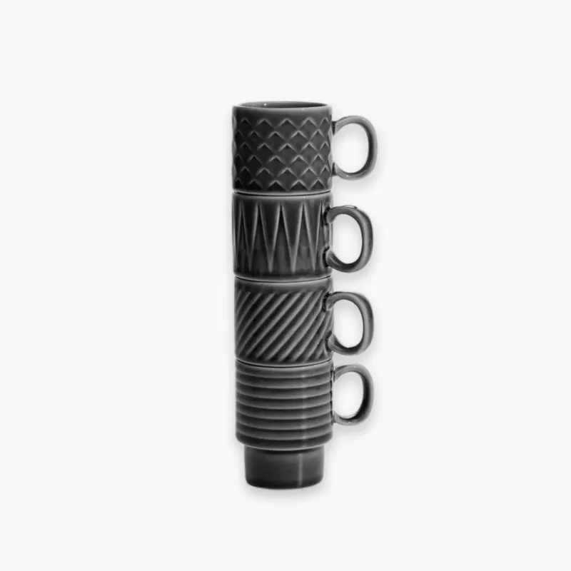 Zestaw 4 filiżanek do espresso SAGAFORM COFFE & MORE szary