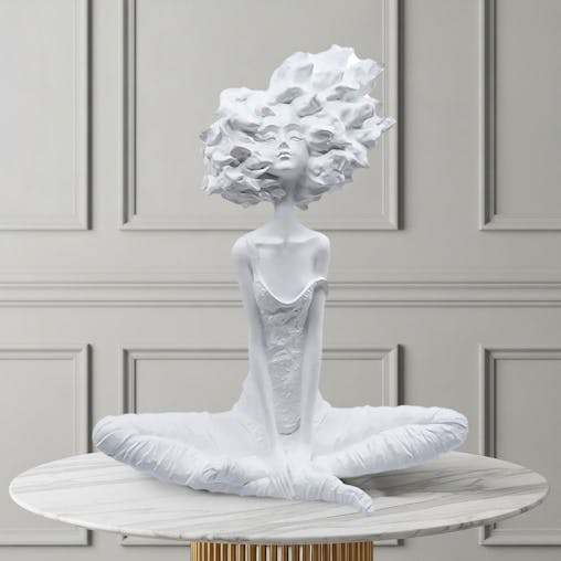 SOGA 59cm White Resin Sculpture Abstract Yoga Girl Design for Home Decor