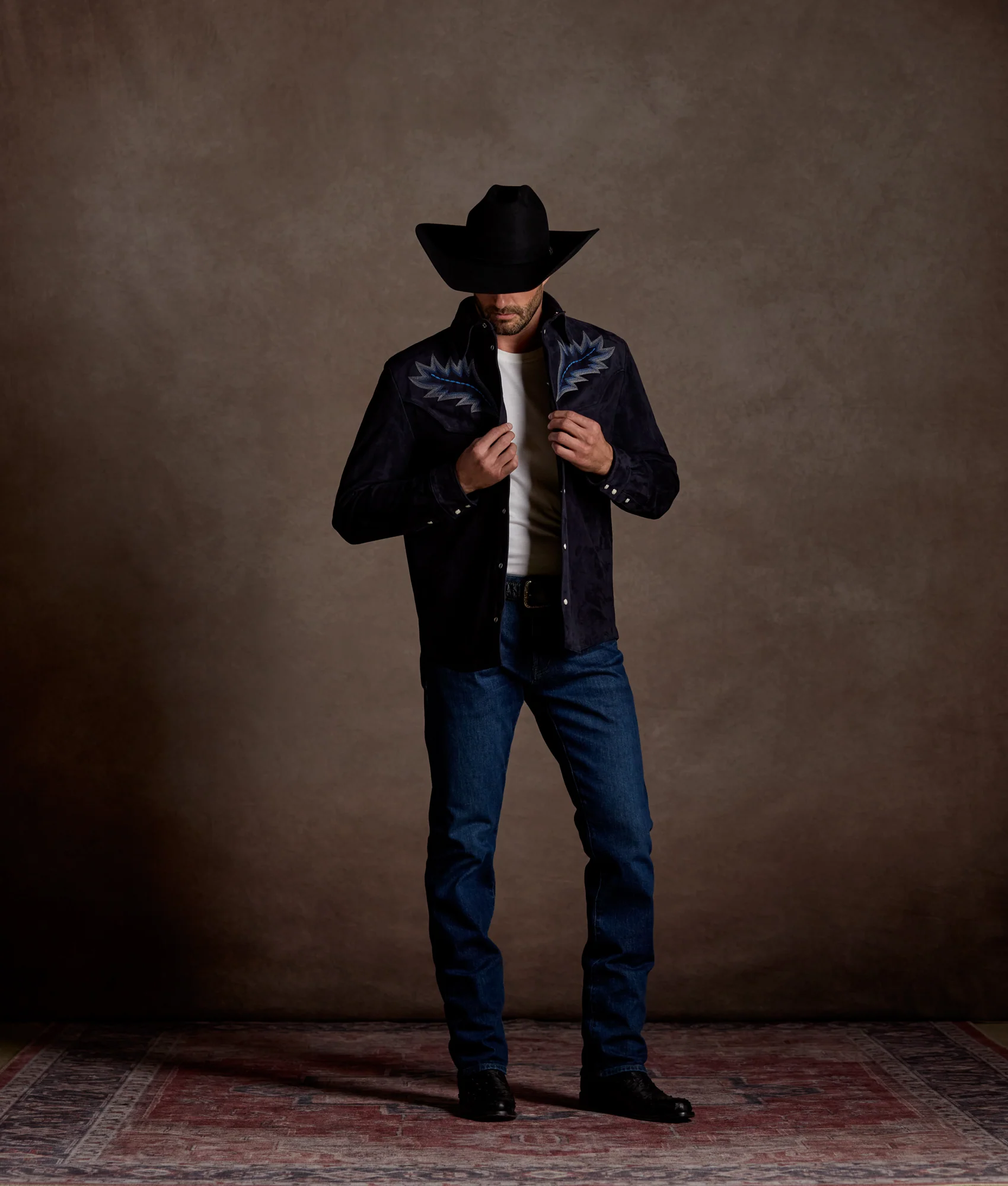 Ace Suede Shacket - Dusty Blue