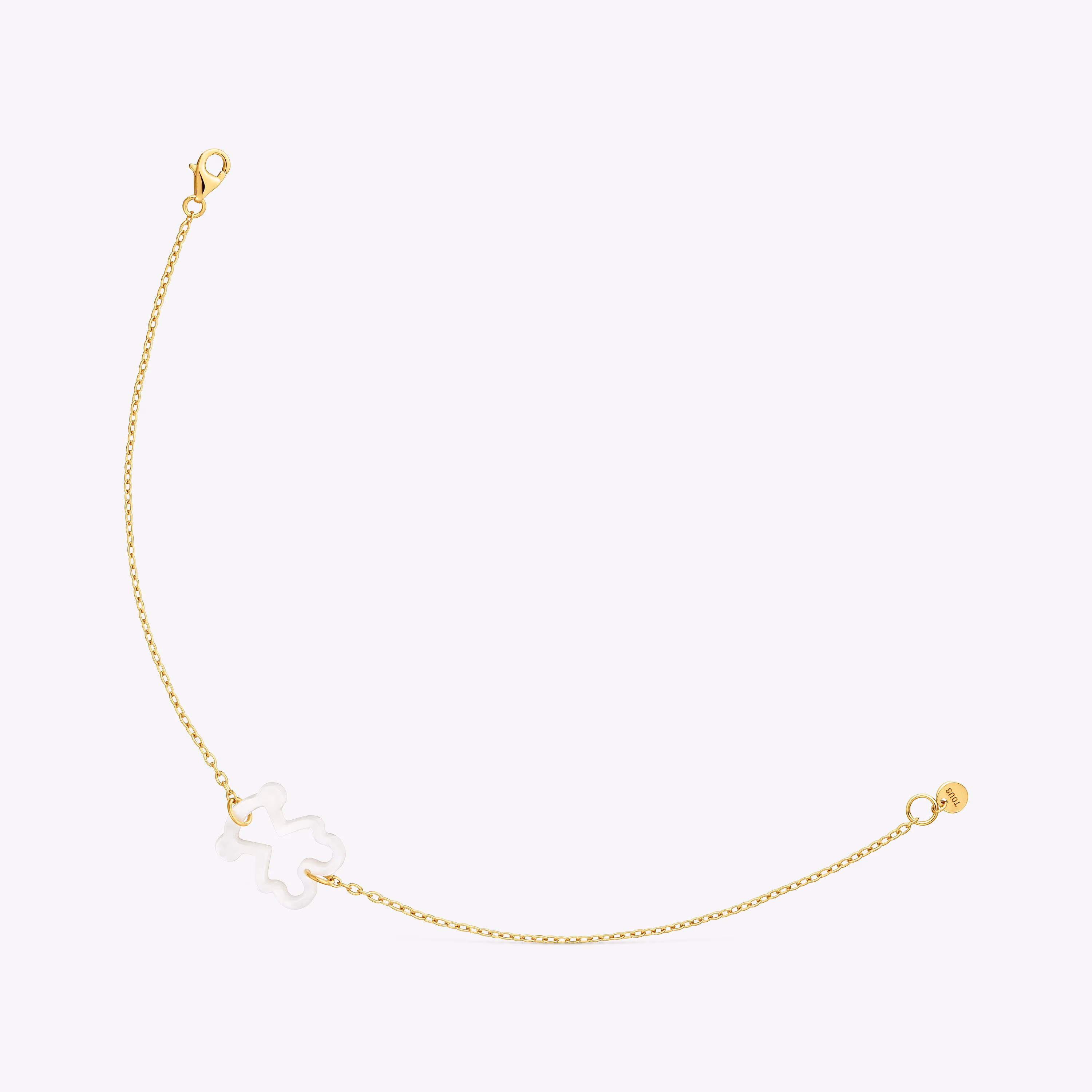Pulsera oso de oro 9 kt y nácar Kaos Nacar