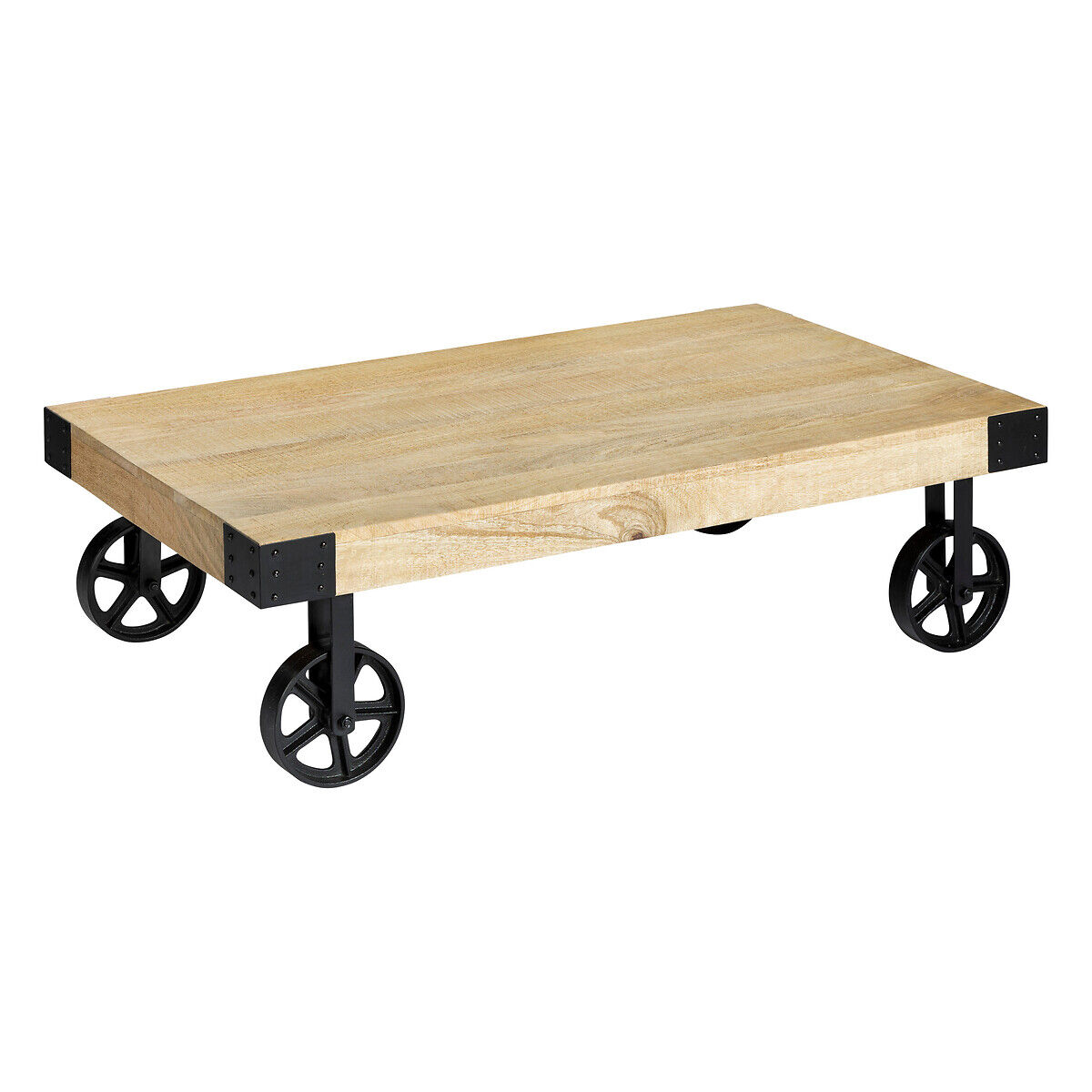 Mesa de apoio FACTORY castanha com rodas pretas