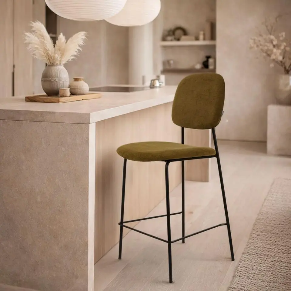 Nolon Jasmijn Barkruk Mosgroen - Zwart - 65 cm