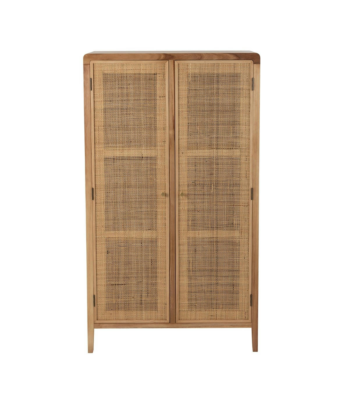 - Armoire avec 2 portes en bois et rotin naturel