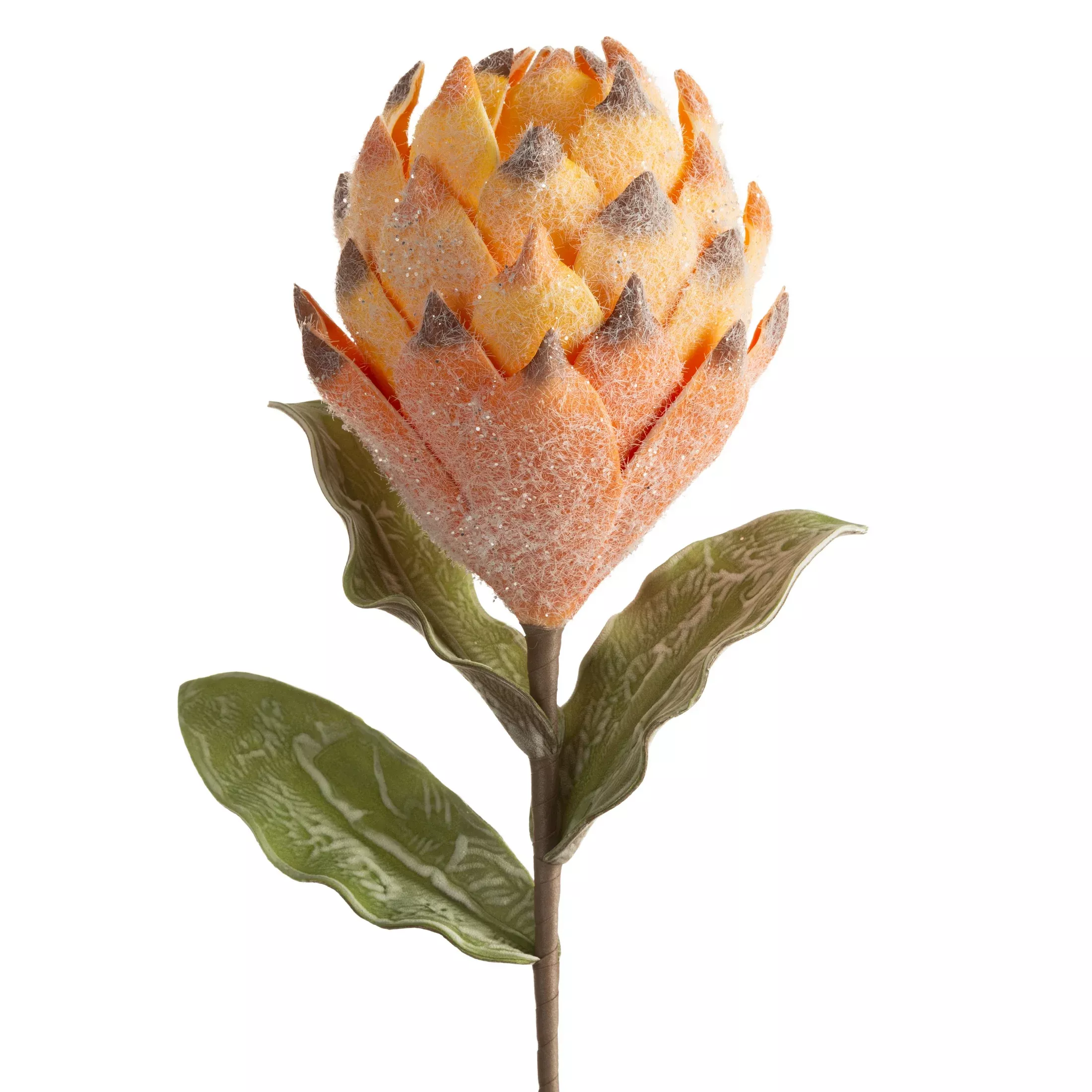Kwiat sztuczny karczoch pomarańczowy z plastycznej pianki foamiran 67 cm