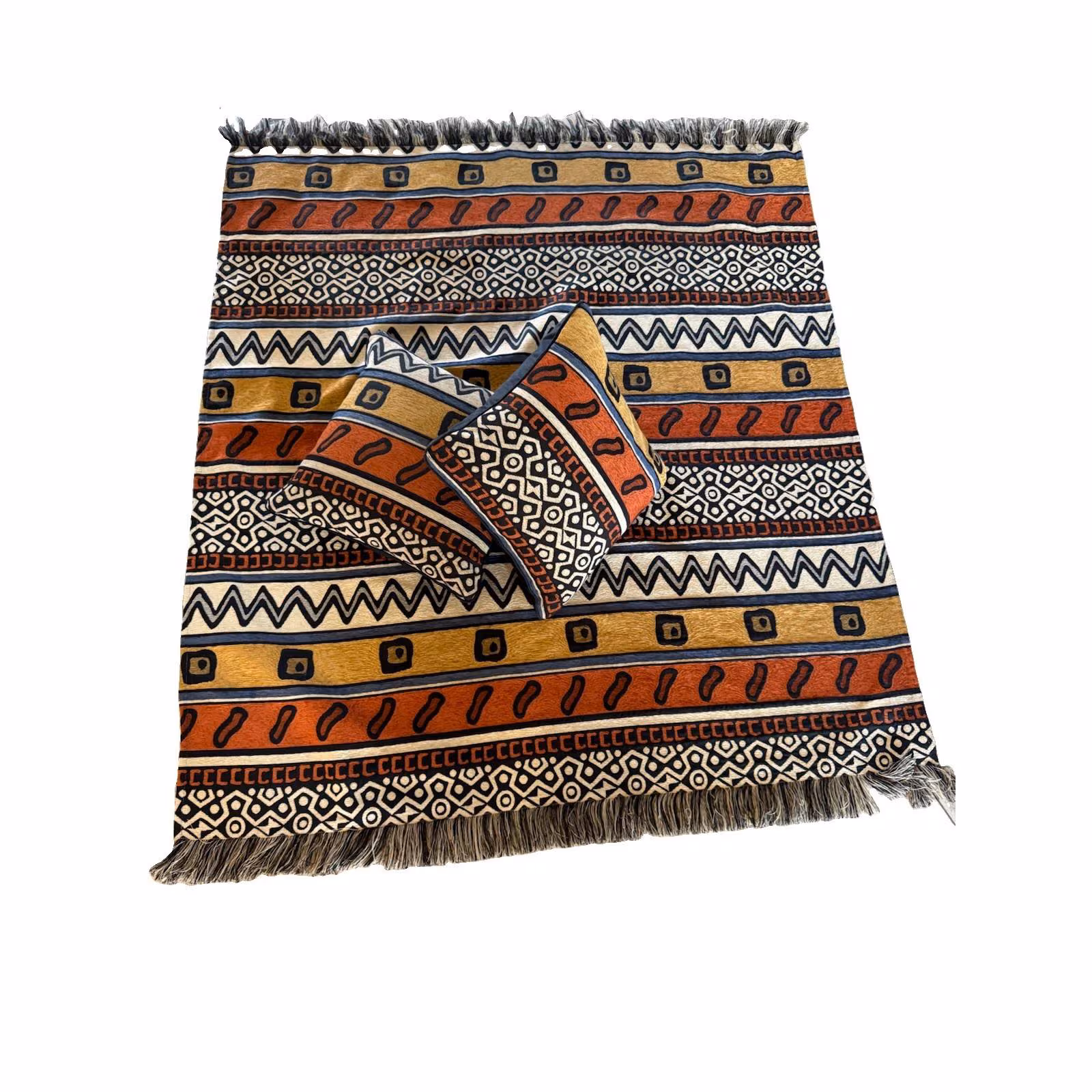 Vintage 8th Avenue Trading Co South Africa Woven Blanket Throw Pillow Set Aztec