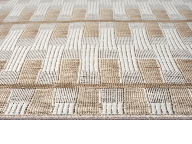 Krystal Brown and Ivory Geometric Flatweave Indoor Outdoor Rug