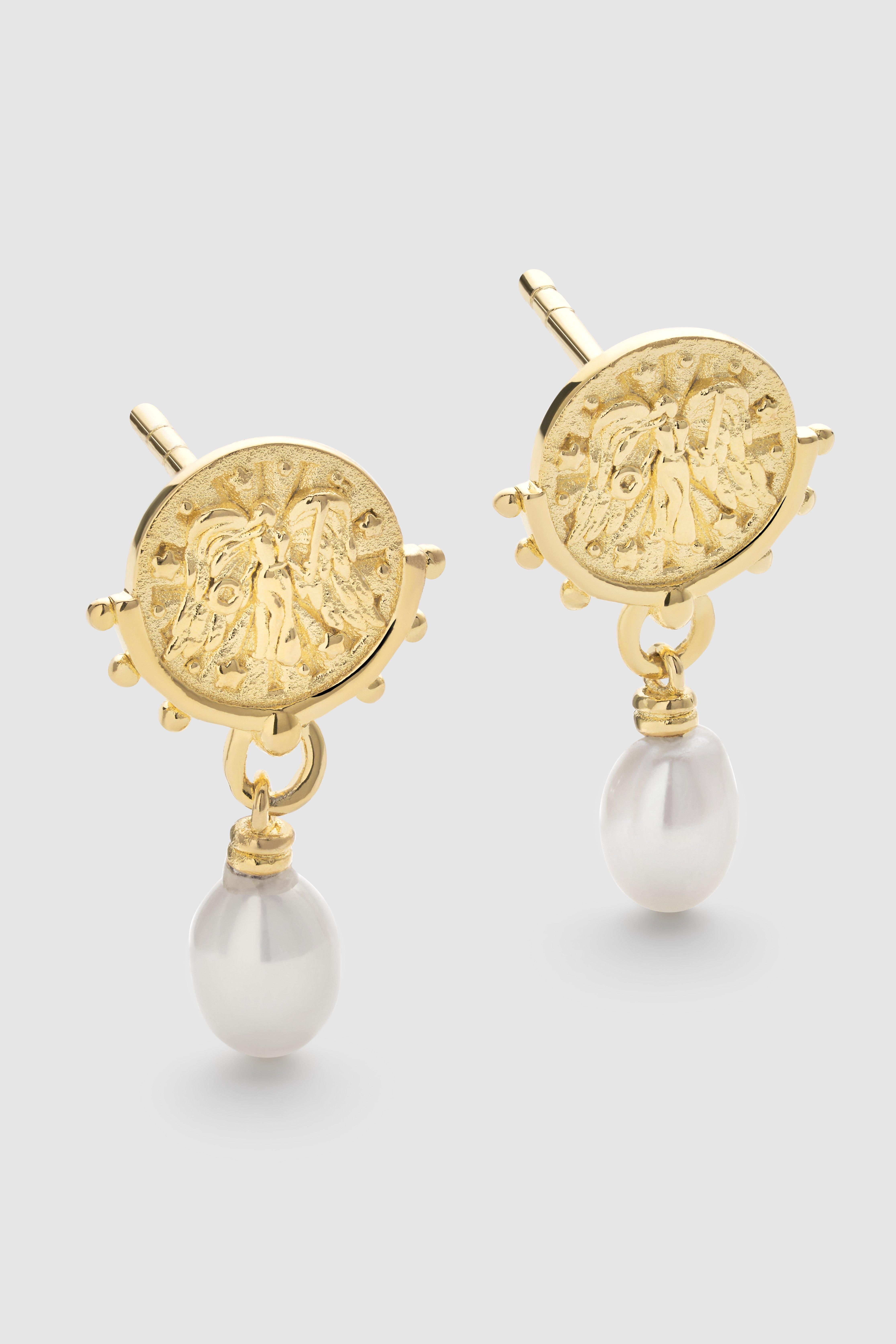 Elk & Bloom Chunky Pearl Gold Goddess Drop Earrings