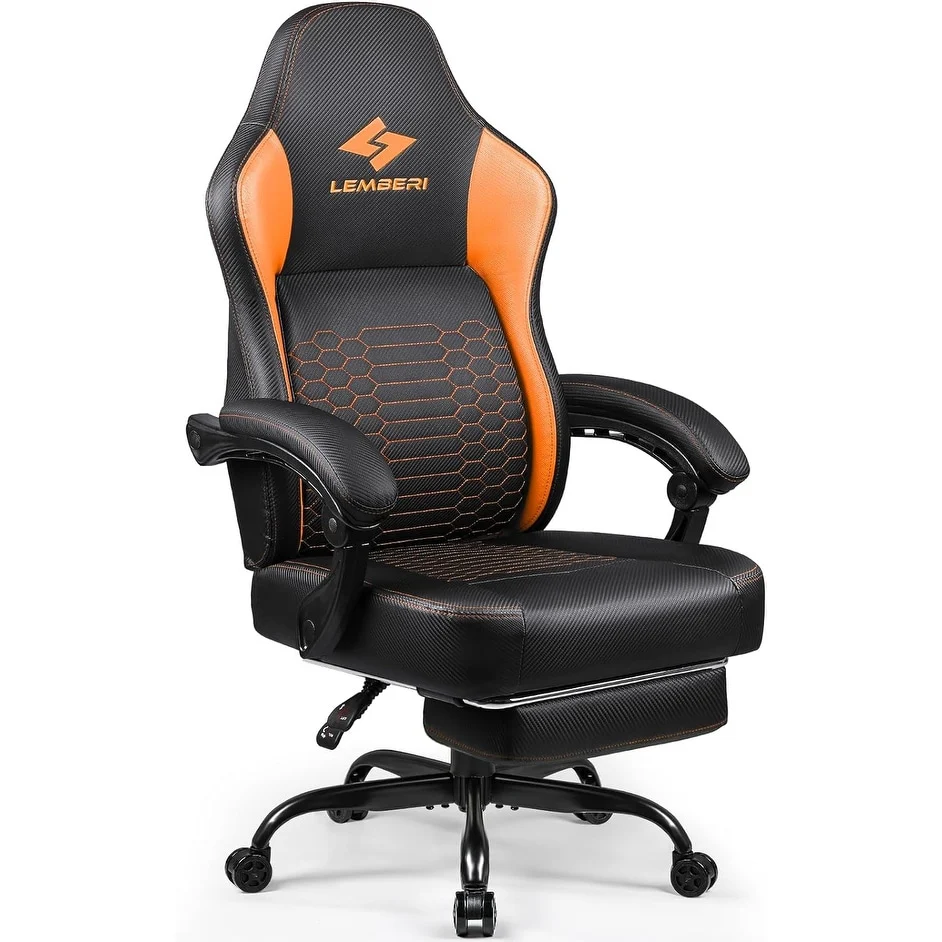Bossin Gaming Chairs with Footrest, Big and Tall Chair 400 Capacity, Racing Style Computer Chair with Ergonomic Lumbar Support