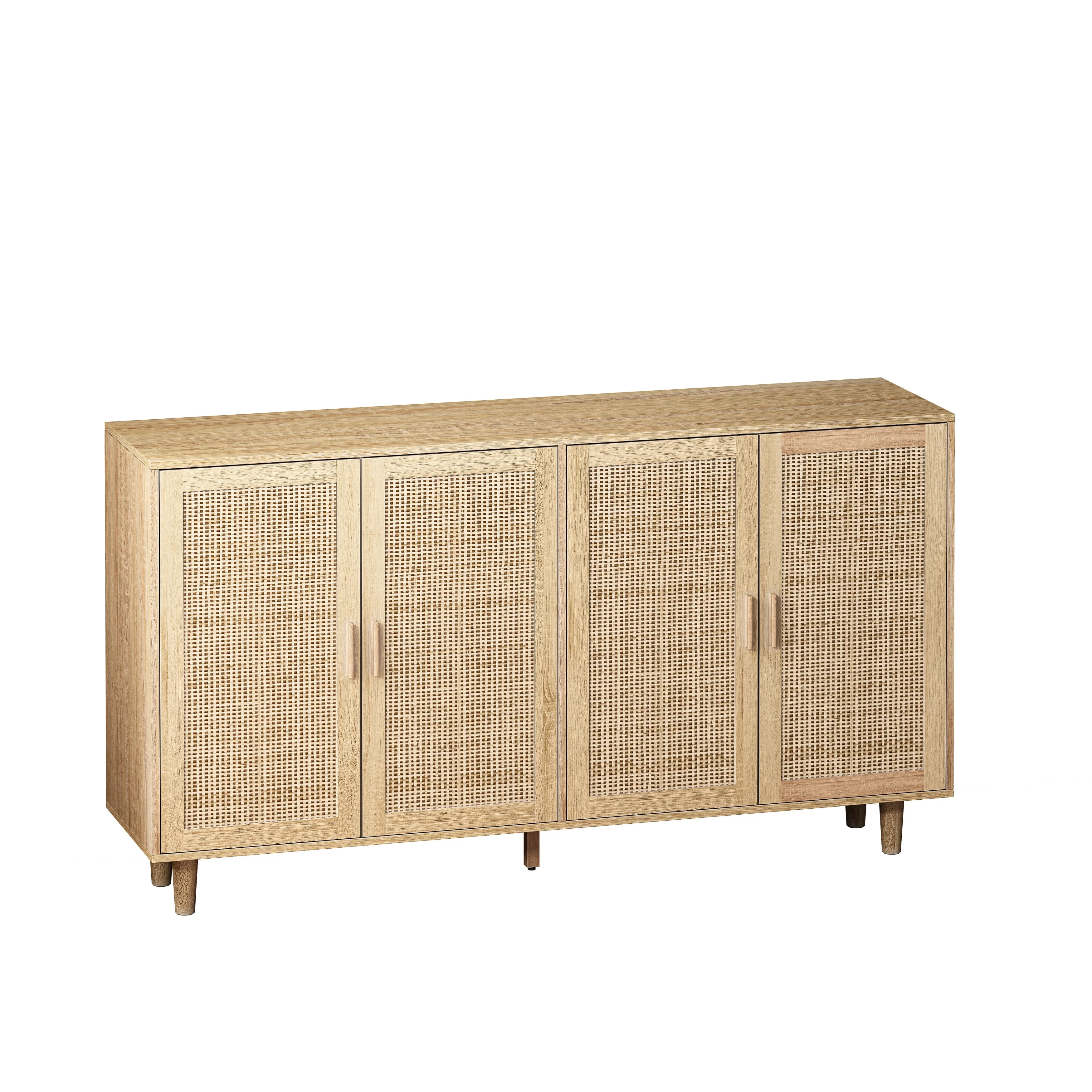 62.20Elegant and Functional 4-Door Rattan Decorative Storage Cabinet,for Bedroom,Living Room,Office