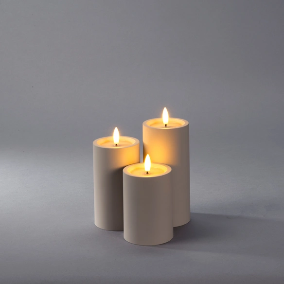 LED-Kerze, Timerfunktion, LxH: 7x12,5 cm, beige