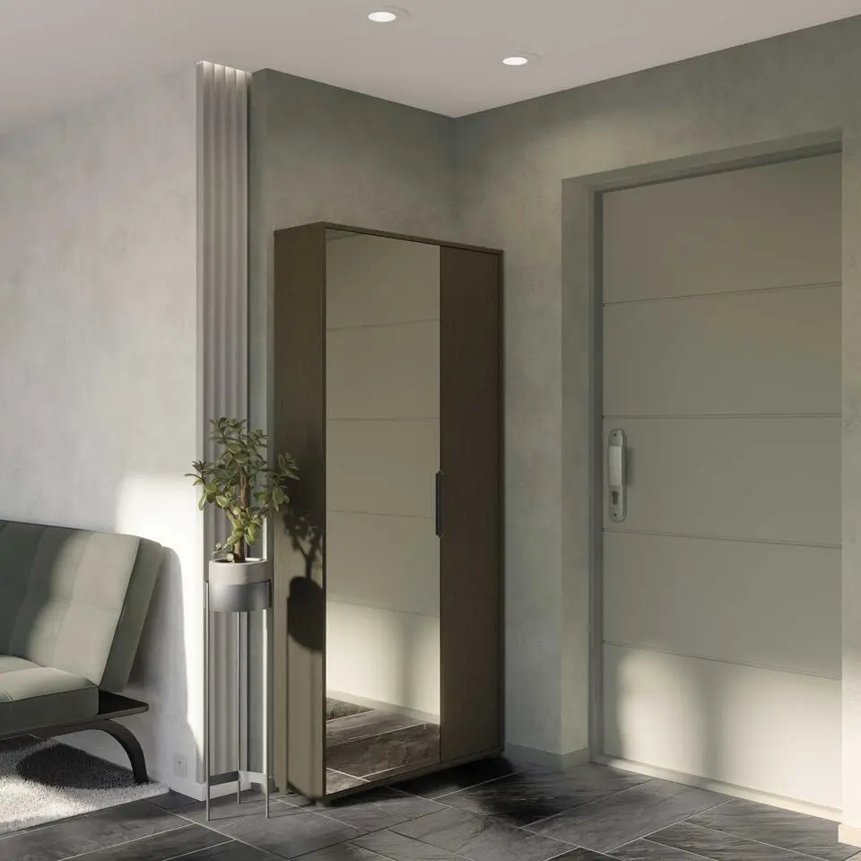 Schoenenkast Ebony 83x24x178cm - met spiegel - zwart