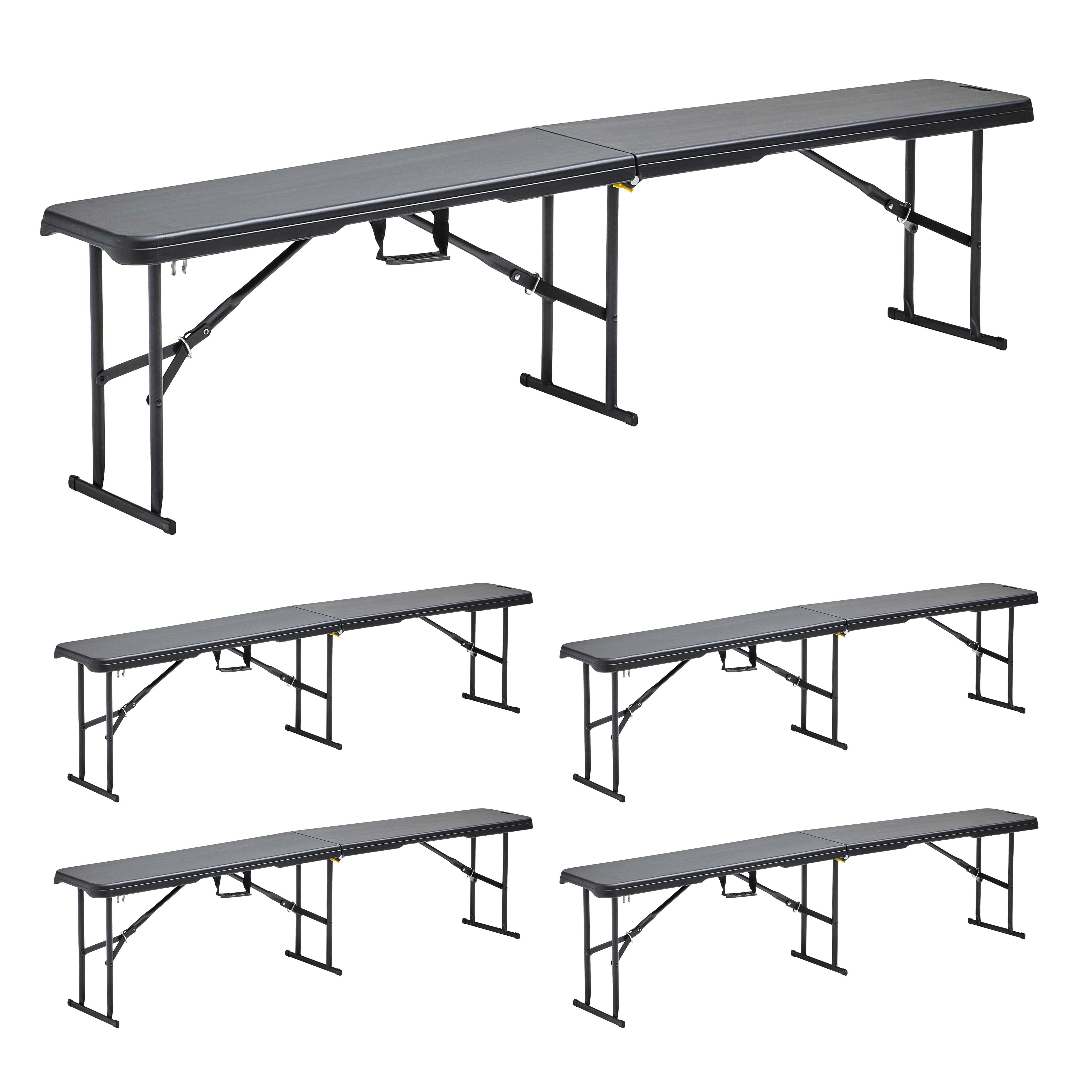 REKKEM - Bancs pliants 180cm 3 places - Lot de 5