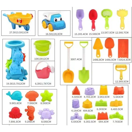 NNEOBA Kids Beach Toys Set with Shovel, Bucket, Dinosaur Molds (100 pcs)