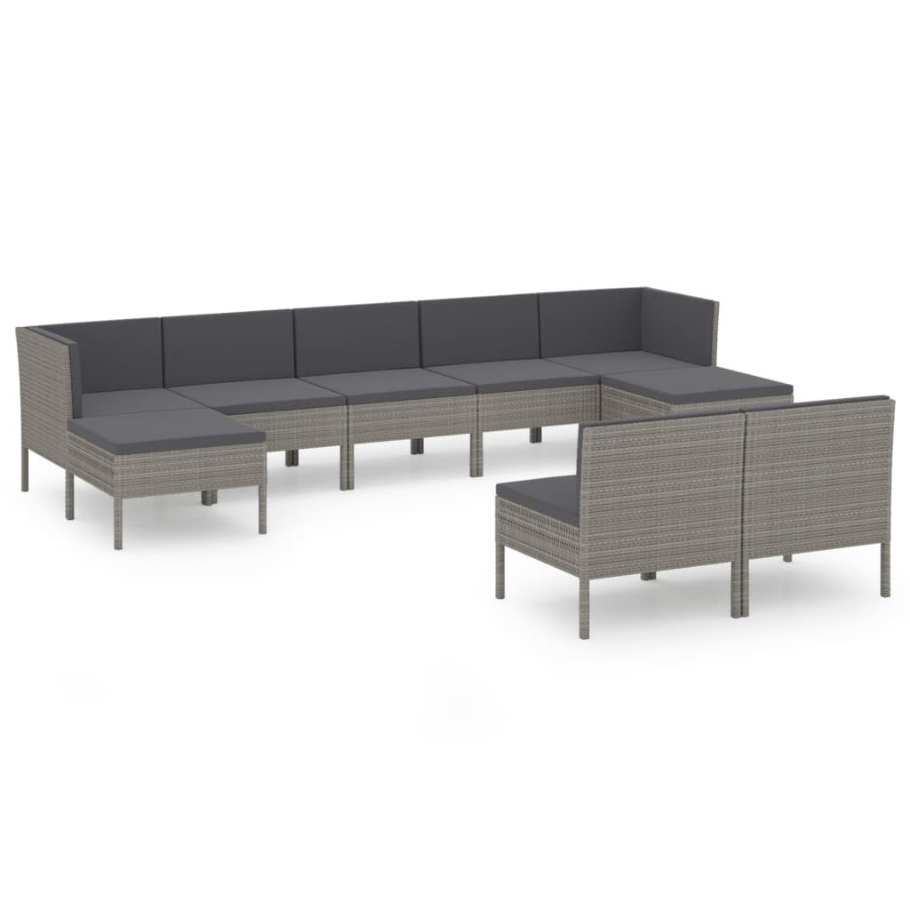 Zestaw wypoczynkowy do ogrodu Szary Technorattan 2x narożna   5x sofa