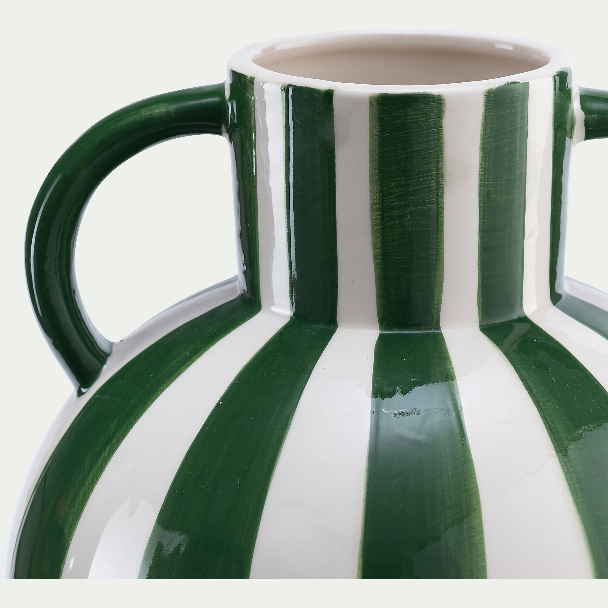 TOLUCA - Vase boule en dolomite à anses H19,4cm - vert