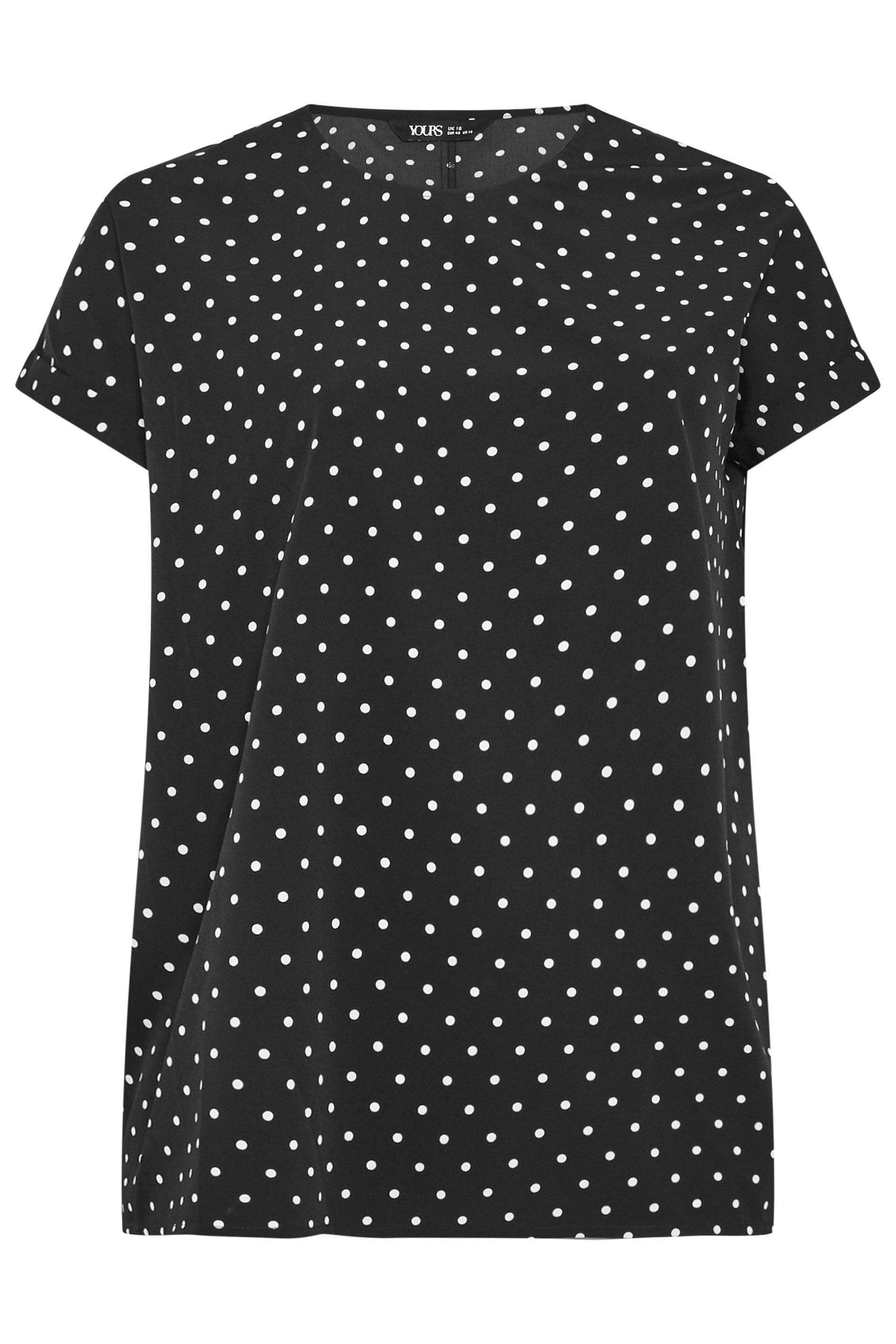 Yours Polka Dot Grown-On Sleeve Top