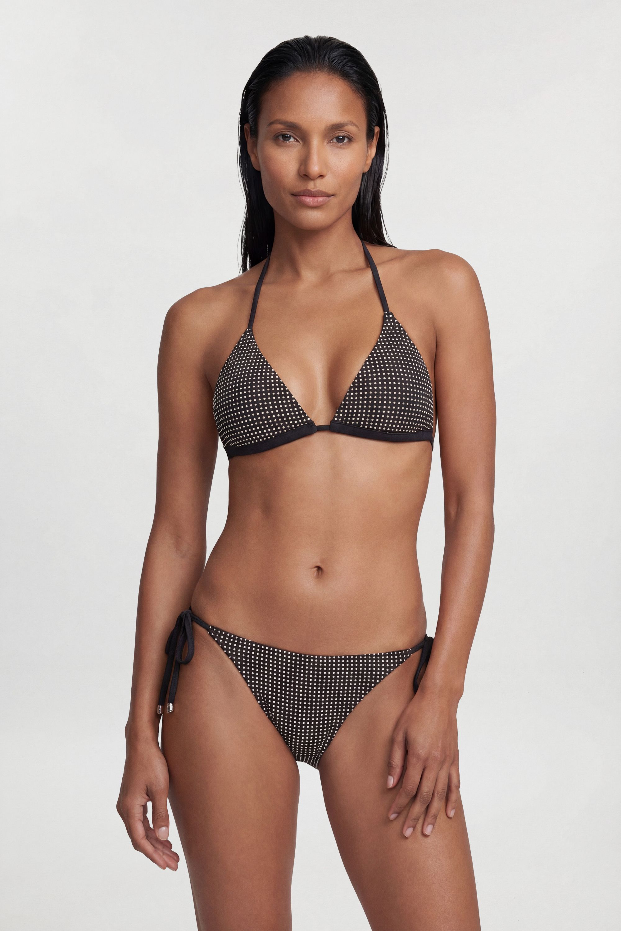 KarenMillen Studded Tie Neck Bikini Top