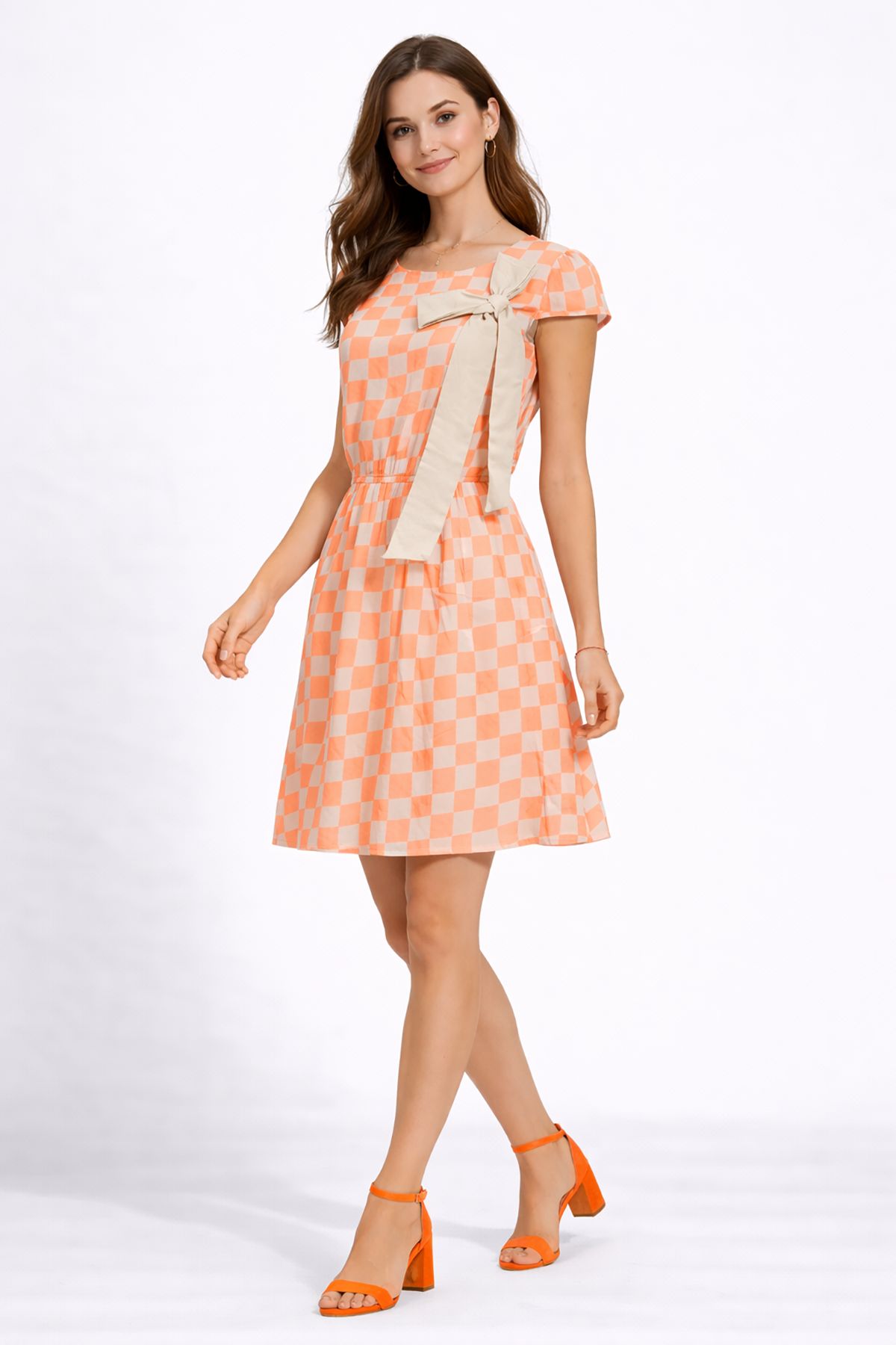 Cutie London Bow Detail Gingham Tea Dress