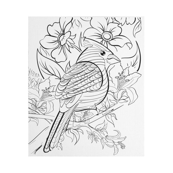Bird with Florals Colour-in Canvas