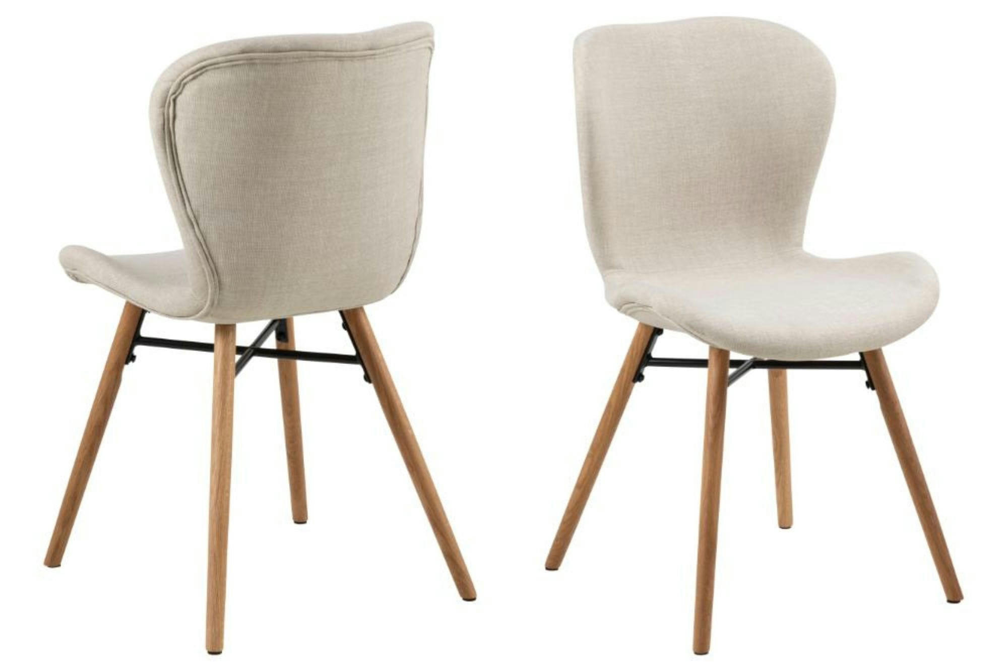 MATILDA - Lot de 2 chaises tissu et bois chêne
