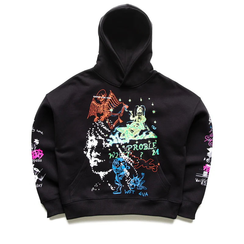 Jungles Test Print Hoodie - Black