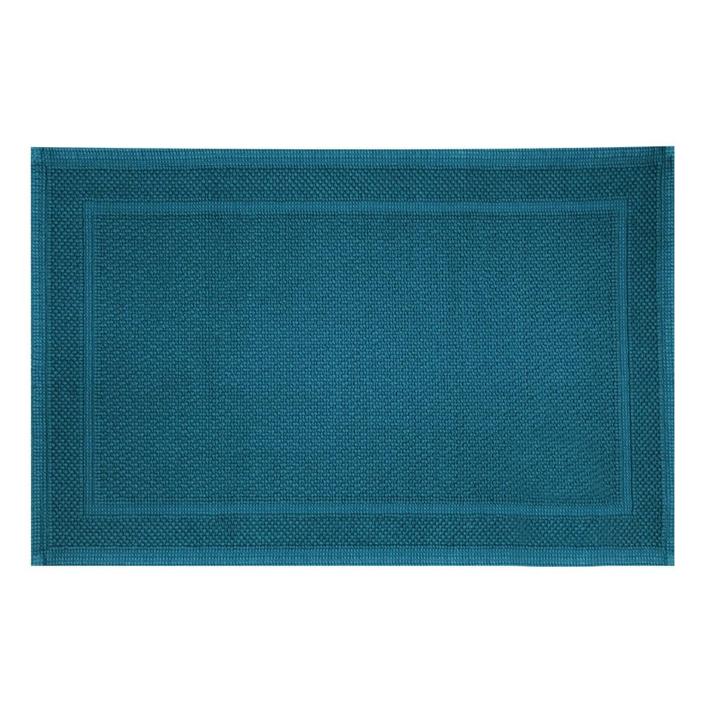 - Tapis de bain  pur coton bleu 50x80
