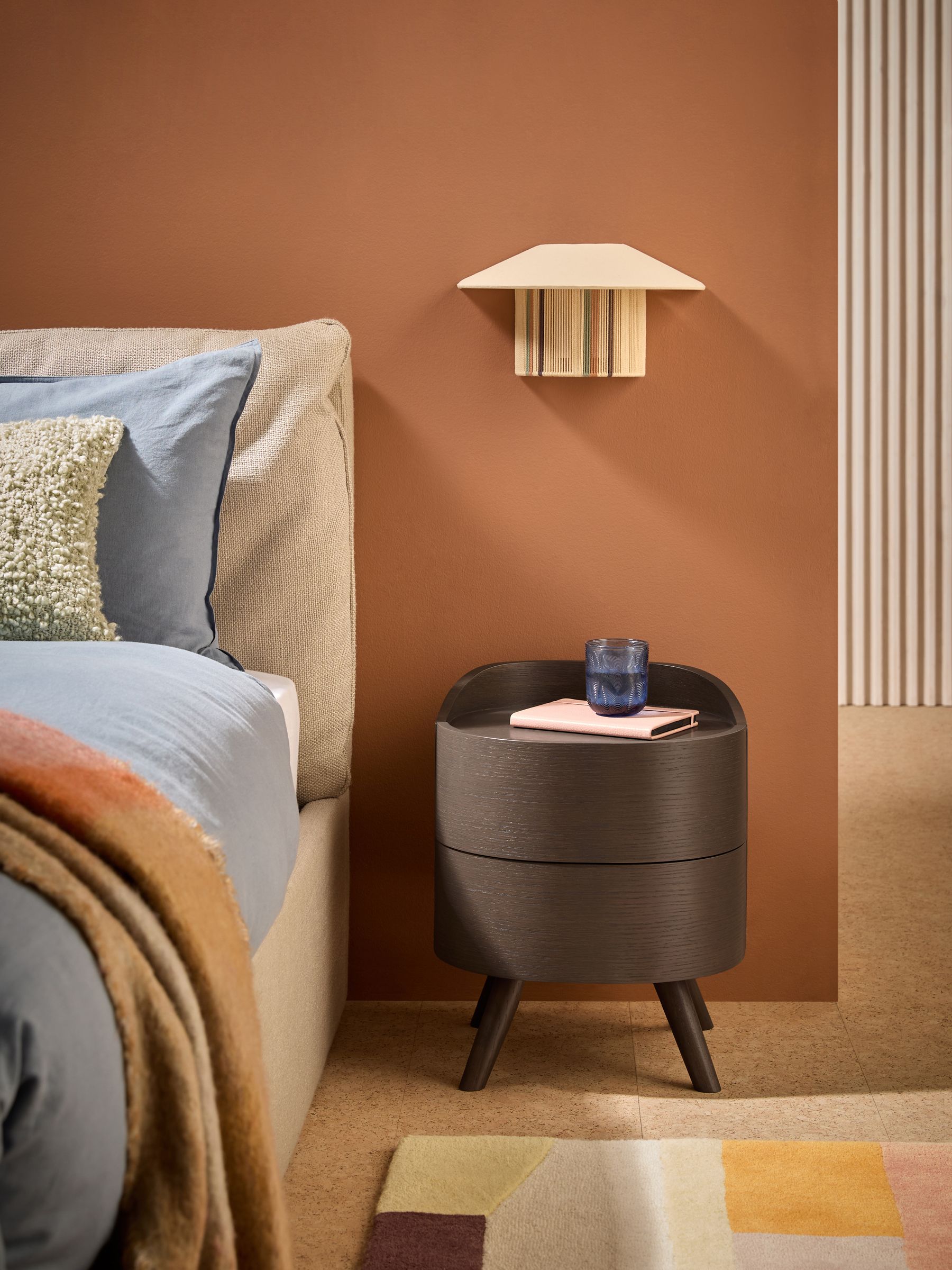 Odie 2 Drawer Bedside Table in Dark Stain Oak