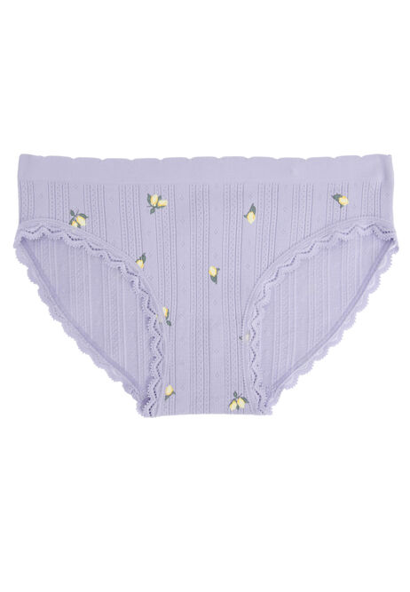 Older Girls Lilac Lemon Pointelle Briefs