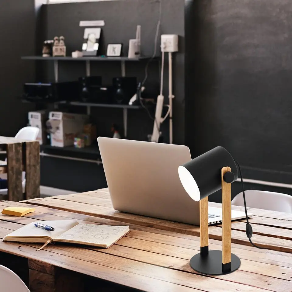 EGLO Hornwood Tafellamp - 1 lichts - h 42cm. - E27 - Hout/zwart