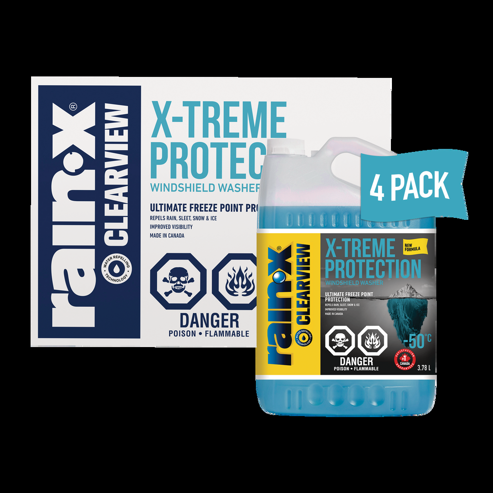 Rain-X ClearView - X-Treme Protection Windshield Washer Fluid, -50°C, 3.78 L  x 4pk
