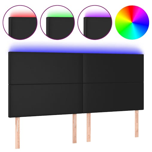 NNEVL LED Headboard Black 160x5x118/128 cm Faux Leather