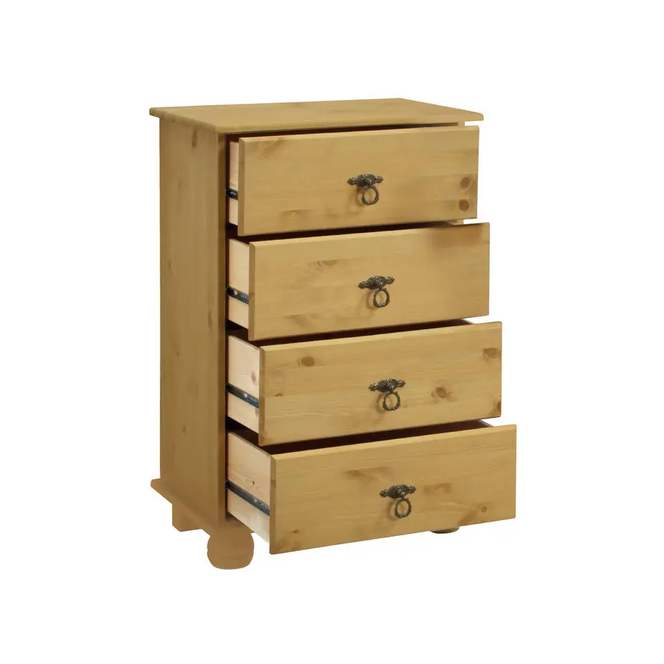 Finca - Commode van 4 laden in gebeitst gewaxt dennenhout