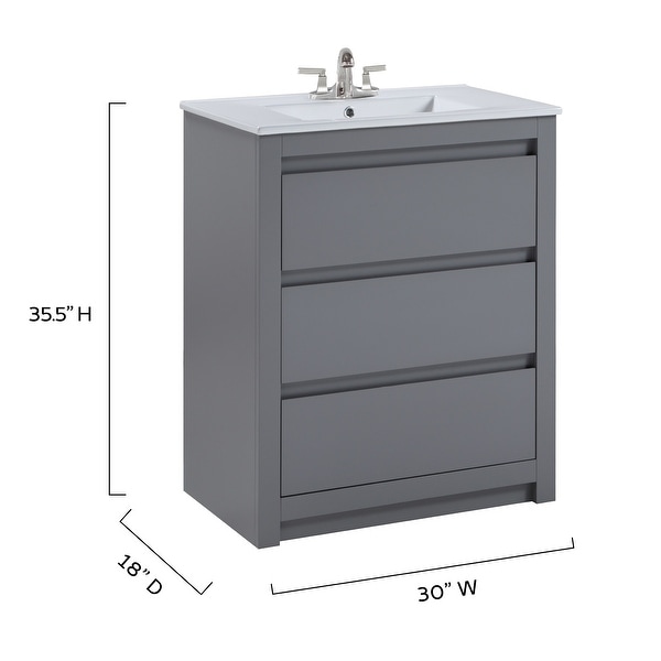 30 inch Freestanding Grey Bathroom Vanity with Undermount Sink
