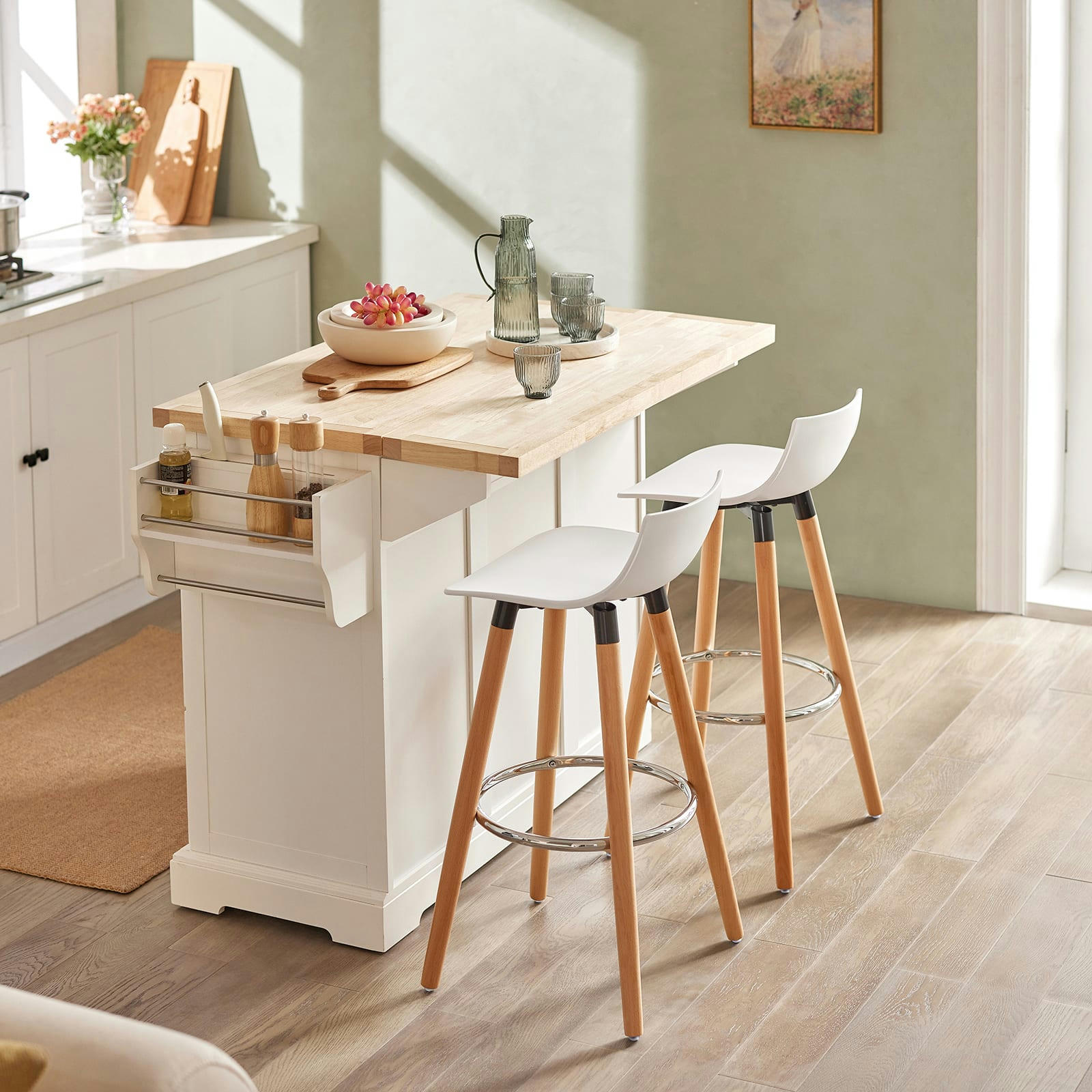 - Tabouret de bar en bois avec dossier