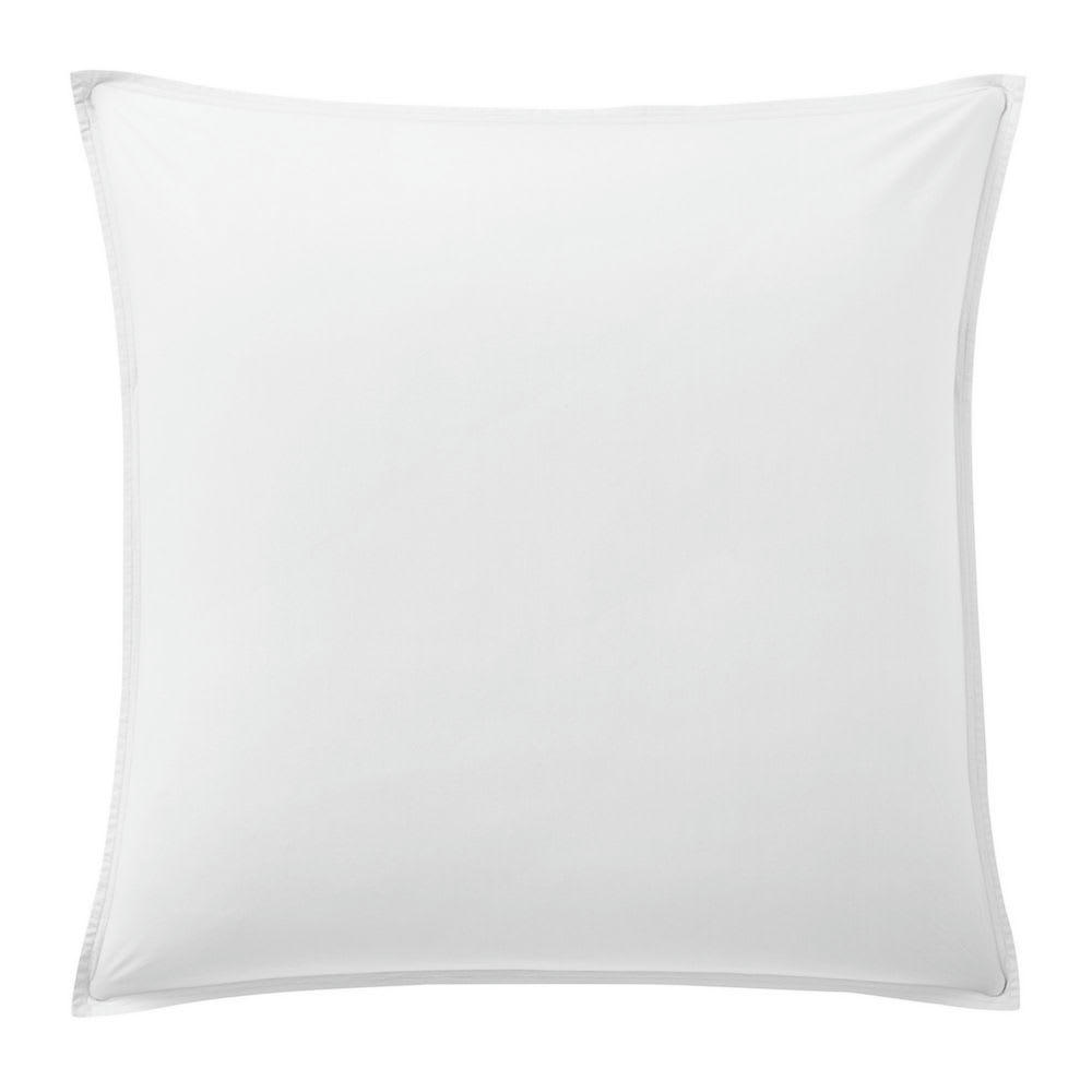 - Taie d'oreiller percale de coton lavé blanc 65x65 cm