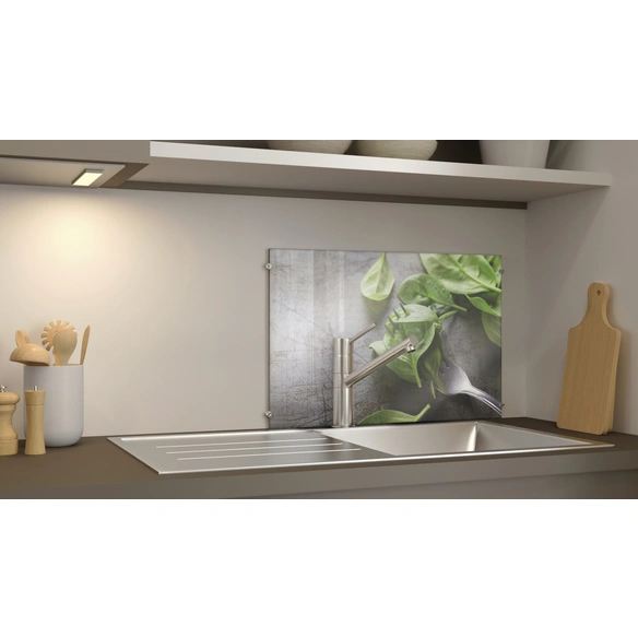 Glasboard »Basil On Fork«, mehrfarbig, Glas