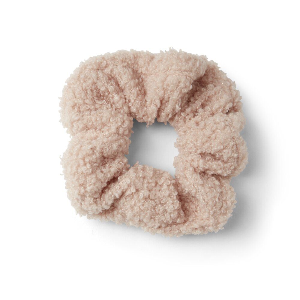 Chouchou effet laine bouclée rose